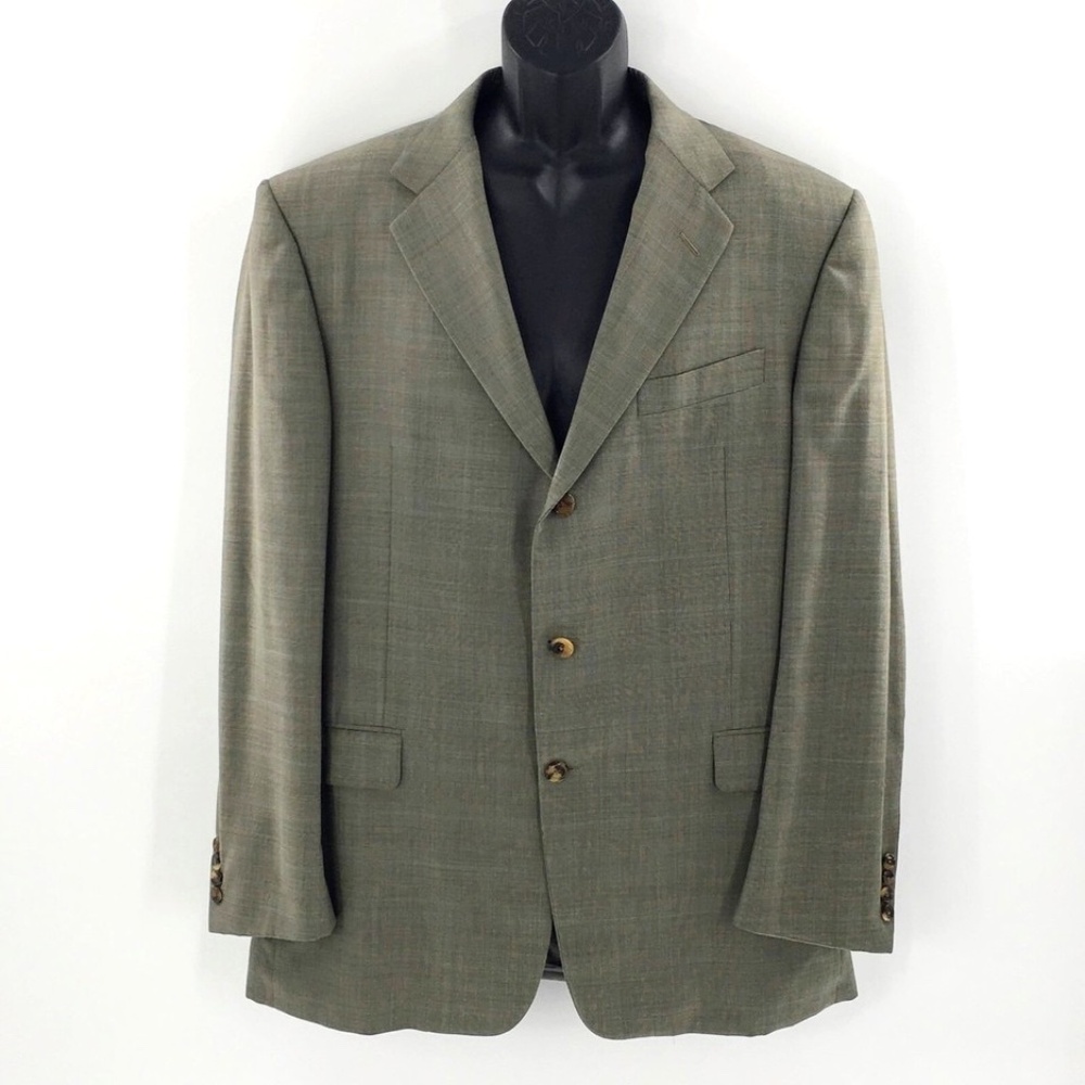 Hickey Freeman Mens Loro Piana Blazer Grey Glen Plaid 3 Button Single Breast 43R